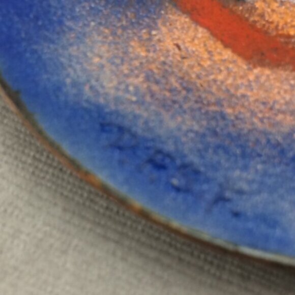 Small Enamel on Copper Sailboat Plate Trinket Dish Artisan Made Nautical Signed - Picture 14 of 16